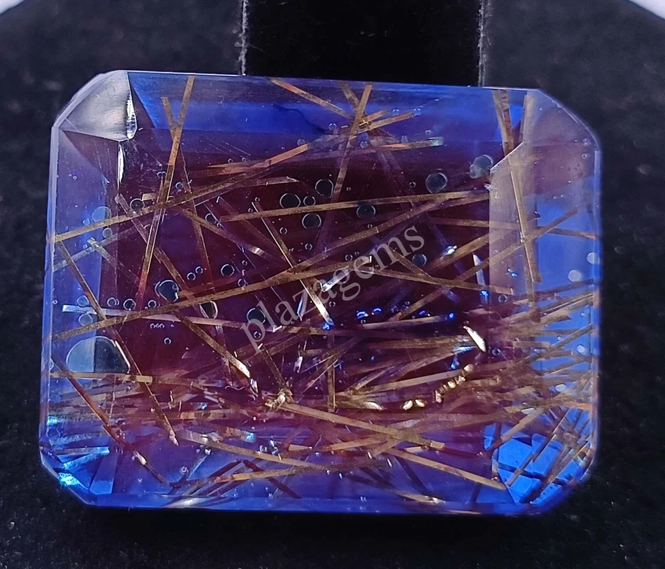 127 CT Emerald Cut BI Color Rutilated Quartz Certified Loose Gems N23 - Image 3 of 4