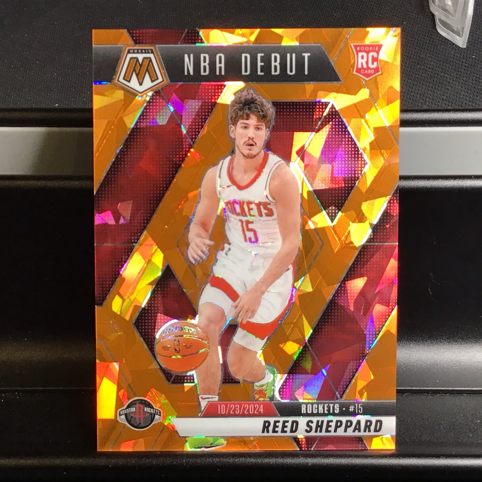 2024-25 Panini Mosaic Reed Sheppard #252 RC Rookie NBA Debut Orange Ice /49