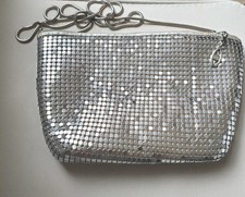Vintage Silver Mesh Crossbody Bag With Crossover Chain Nice Style