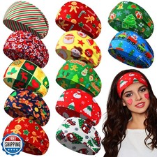 MTLEE 12 Pcs Christmas Stretchy Headbands for Women Christmas Hai