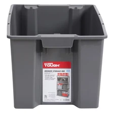 Hyper Tough Medium Nesting/Stacking Plastic Storage Bin, Gray
