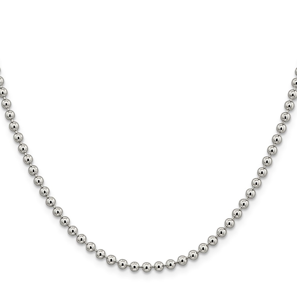 Sterling Silver 3mm Beaded Chain Necklace 16