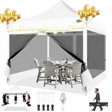 COBIZI 10x10 Pop up Gazebos with 4 Mosquito Netting Sidewalls,Heavy Duty Pop ...