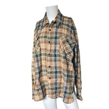 Vintage 80s Arrow Plaid Button Up Shirt Wool Blend Multicolor Mens Size Large L
