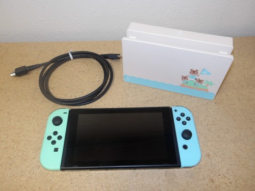Nintendo Switch HAC-001(-01) Animal Crossing Edition  FOR PARTS w/ Dock Joycons