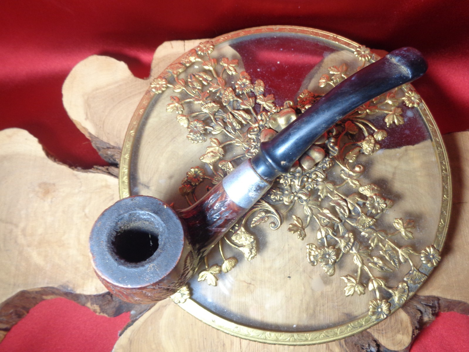 Vtg Rusticated Bent Billiard, imported briar, unstamped