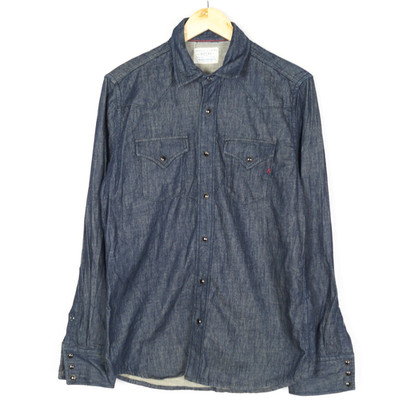 REPLAY Herren Jeanshemd Größe M Regular Blau Baumwolle Druckknopf Taschen