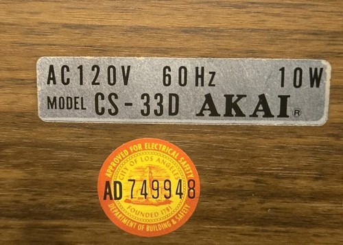 Vintage Akai CS-33D Cassette Deck Powers On Not Tested - Picture 9 of 12