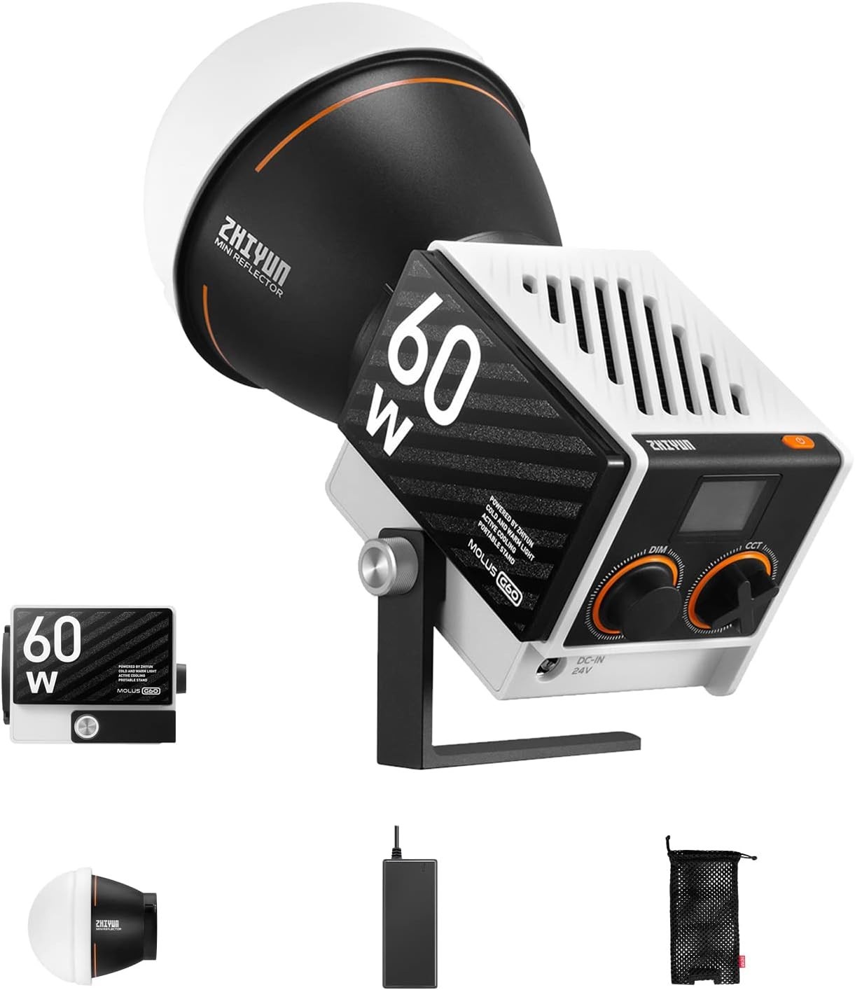 Zhiyun Molus G60 60W LED Video Light Bowens Mount Photography Lighting 2700-6500