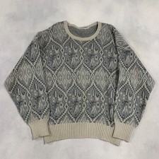 Vintage Knitted Jumper Abstract Patterned Grandad Knit Sweater Men's M