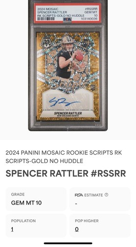 Script R Rattler Hat 2024 Panini Mosaic Spencer Rattler RC SCRIPTS GOLD /10 Auto POP 1 | eBay