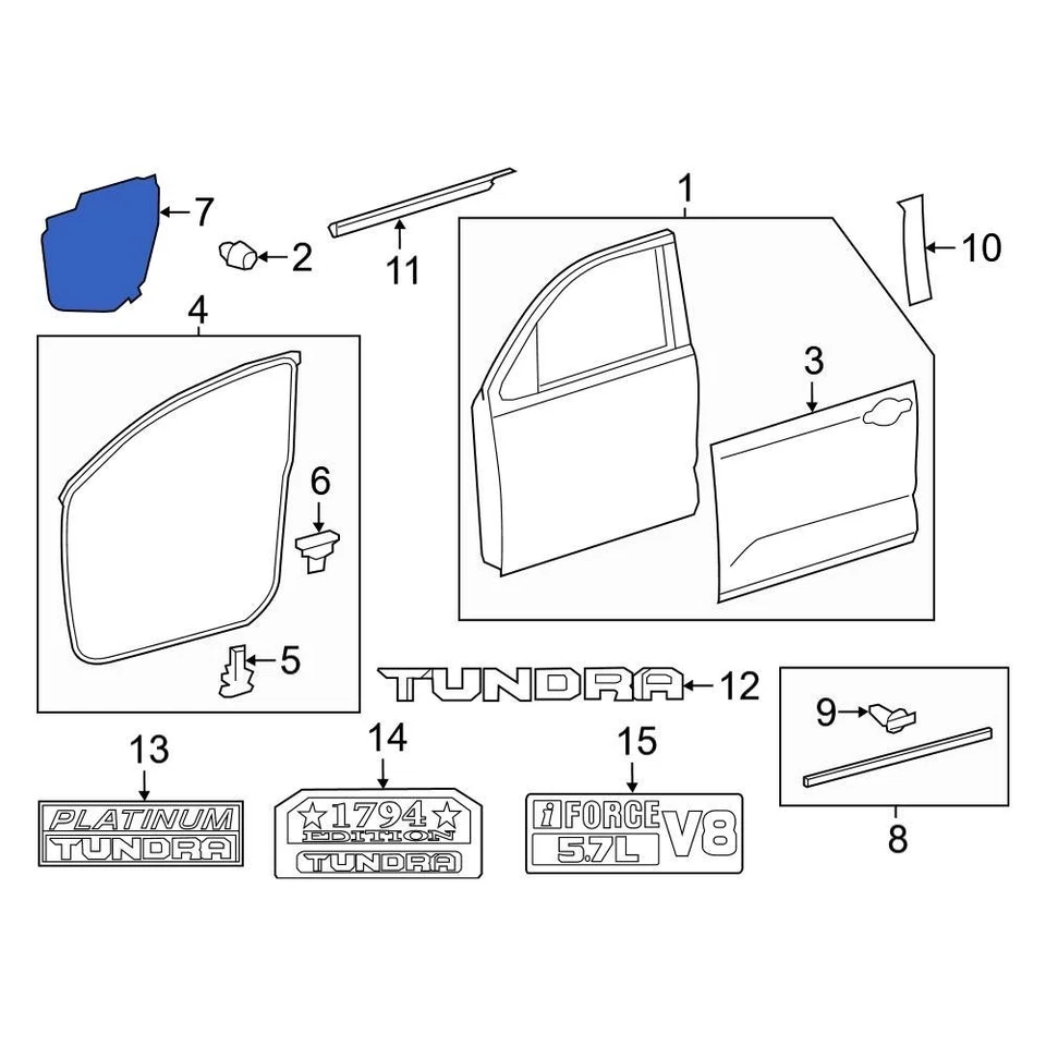 For Toyota Tundra 2007-2019 Toyota 678320C030 Front Left Door Water Deflector - Imagem 3 de 3