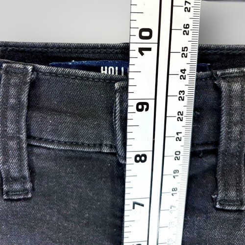 Hollister High Waist Black Jean Shorts Women Size 000 W23 Cuffed Shorts- Stretch - Picture 5 of 6