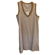PACT womens soho stripe softspun A-line Organic Tank Dress Size Small New
