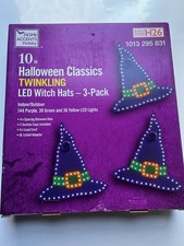 10  Halloween Classics Twinkling LED witch hats 3 Pack NEW