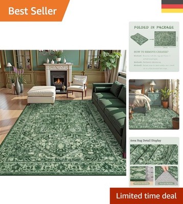 Böhmischer Teppich Grün 160x230cm   Sicherheit für Familien und Haustiere