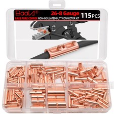 115 PCS Non Insulated Butt Connectors Kit Pur...