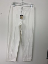 St. John Collection Women Emma Straight High Rise Cropped Pants White Sz 8 495