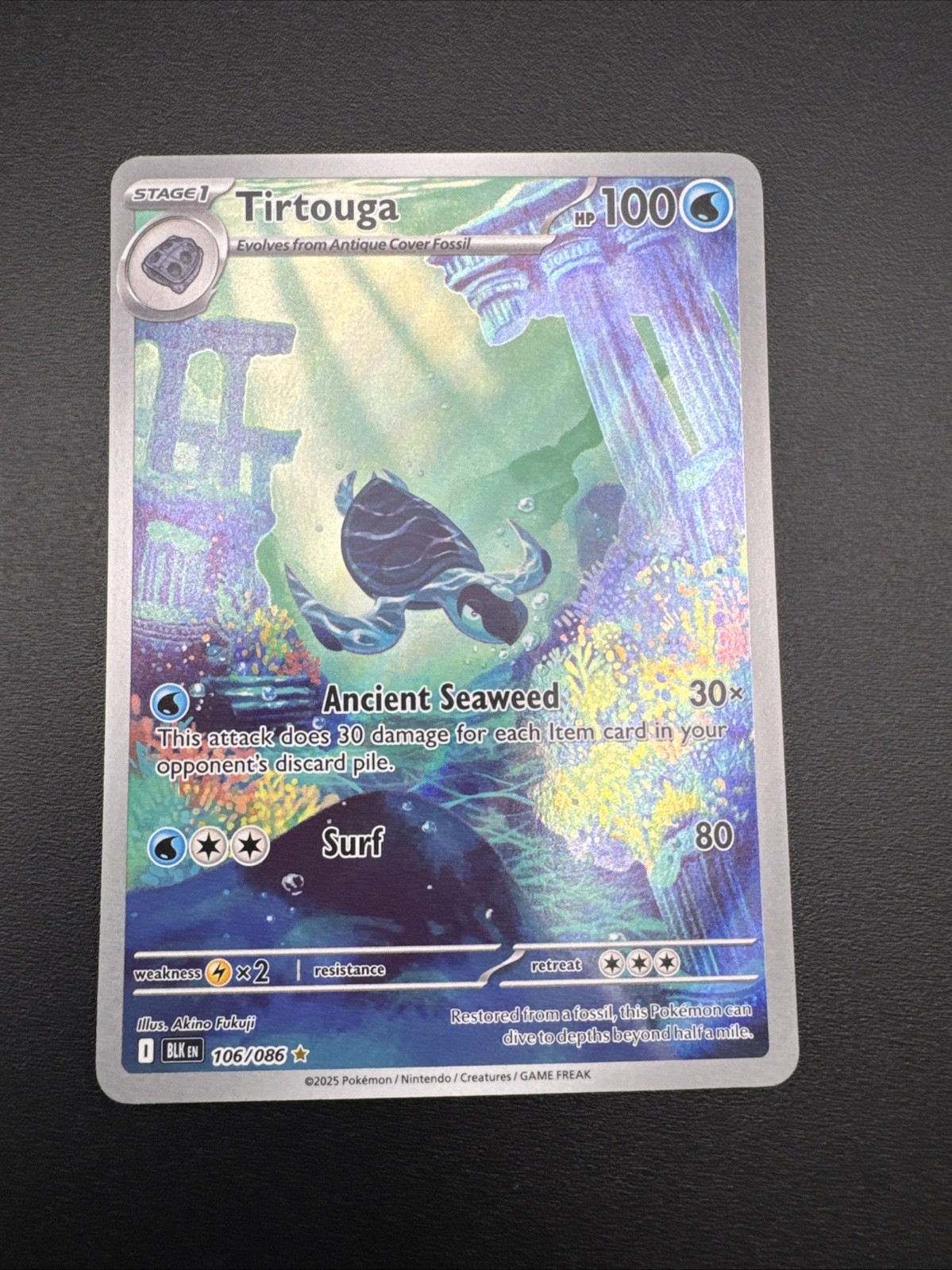 Tirtouga 106/086 Pokémon Black Bolt Illustration Rare Near Mint Condition