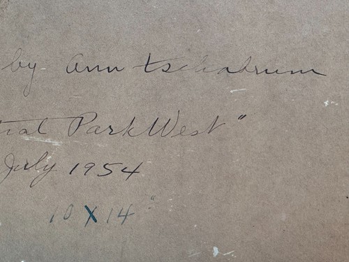 ANN TSCHABRUM SIGNIERT ORIGINAL ÖLGEMÄLDE CENTRAL PARK WEST NY 1954 RESTAURATION - Bild 7 von 15