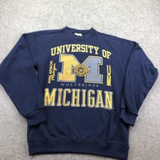 Vintage Michigan Wolverines Sweatshirt Mens Medium Blue NCAA Santee Sweats 90s