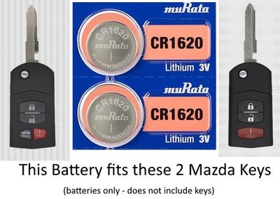Remote Key Fob Battery fits Mazda Keys - Murata (formerly Sony) CR1620 - 2 Pkg