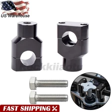 Black 1" Motorcycle Handlebar Riser Clamp Mount For Harley Dyna Touring Softail