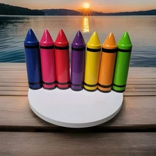 🎨 Art Ceramic Crayon Figurines – Crayola Style, 5.25", Set of 7, Colorful Decor