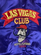 Vintage 90’s 1993 Las Vegas Club Hotel / Casino Satin Zip Jacket Medium Purple