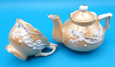 Vintage Childs China Teapot And Cup Lusterware Hand Painted Dragon