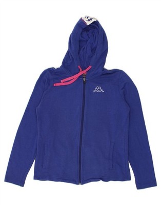 KAPPA Womens Graphic Zip Hoodie Sweater UK 14 Medium Blue BI71