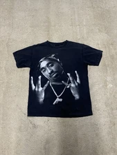 Vintage 2000s Tupac Shakur Rap Tee Men’s Size Medium 2pac Black Faded Bling Y2K