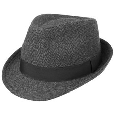 LIPODO Classic Herringbone Trilby Hut Stoffhut Fedora Wollhut Trilbyhut