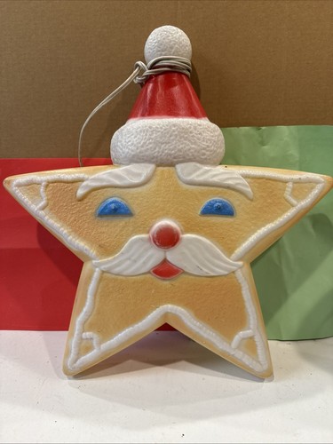 Vintage Union 16" Blow Mold Hanging Christmas Santa Faced STAR Gingerbread