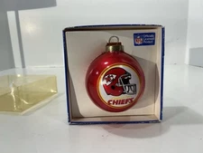 Vintage Kansas City Chiefs Glass Ball Christmas Ornament Topperscot NFL Football
