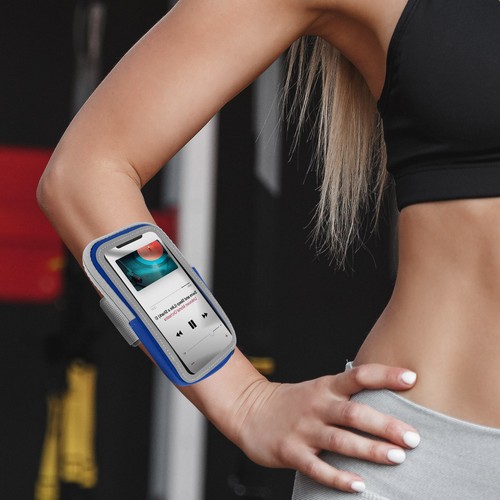 Brassard Sport Smartphone Tactile Attache Bras ou Avant-bras Poche Zippée Bleu - Photo 4/6