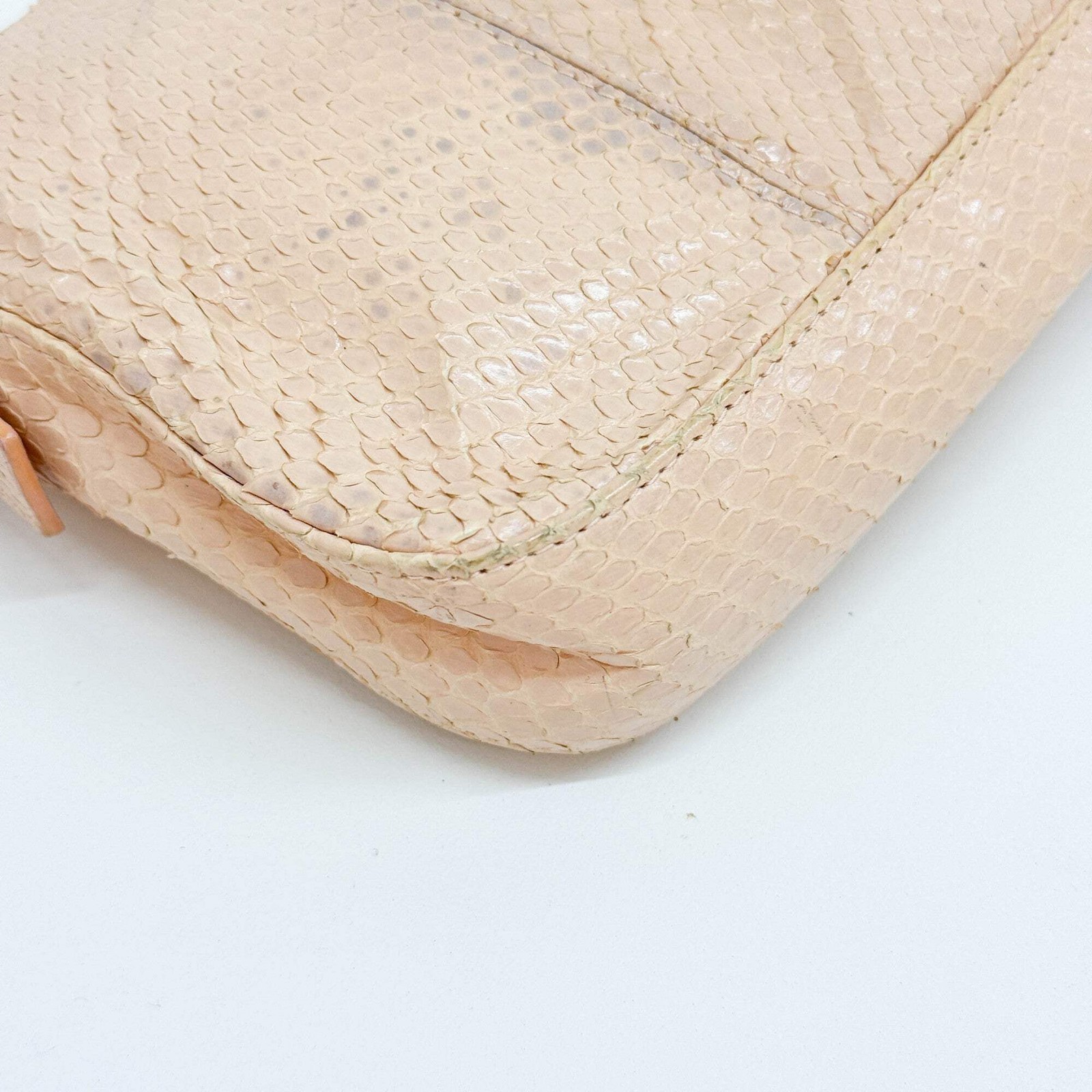 FENDI Baguette Light Pink Python Embossed Leather… - image 11