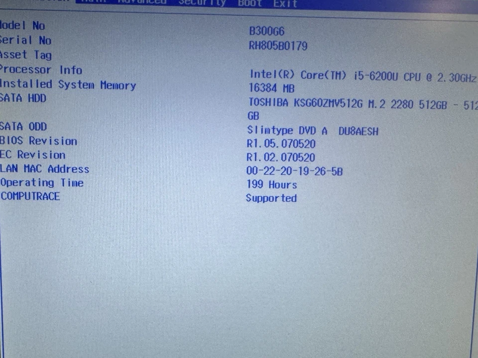 SSD Getac B300 G6 tela sensível ao toque i5-6200U 2.30GHz 16GB Ram 512GB 0,199 horas - Imagem 2 de 4