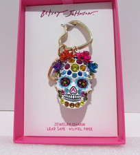 Betsey Johnson Sugar Skull Keychain Bag Charm Gift Box NWT