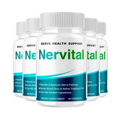 5-Pack Nervital Capsules   Nervital Natural Nerve Health Support - 300 Caps
