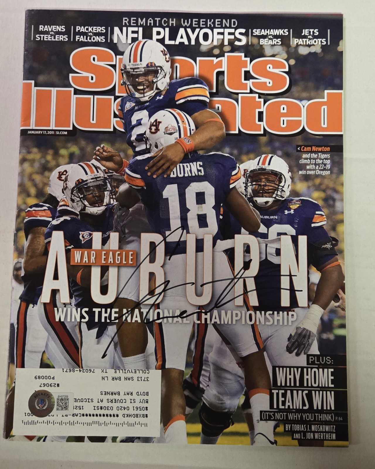 Cam Newton Autographed Signed Auburn Tigers Sports Illustrated 1/17/11 Football Beckett Auto 