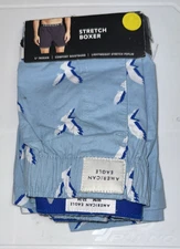 American Eagle Outfitters Men's Size Medium Light Blue Boxer Shorts W/Eagles