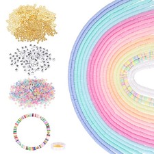 8500 PCS 20 Strands Polymer Clay Beads, Gold Spacers Beads, 6mm Multicolor