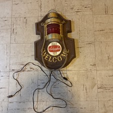 Panneau de bienvenue bière Schaefer plastique nautique rouge navire lanterne lumière FONCTIONNE