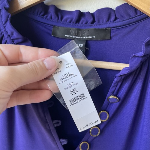 NWT WHBM Womens Tank Top New Purple Size XXS gold Buttons Front - Picture 4 of 7