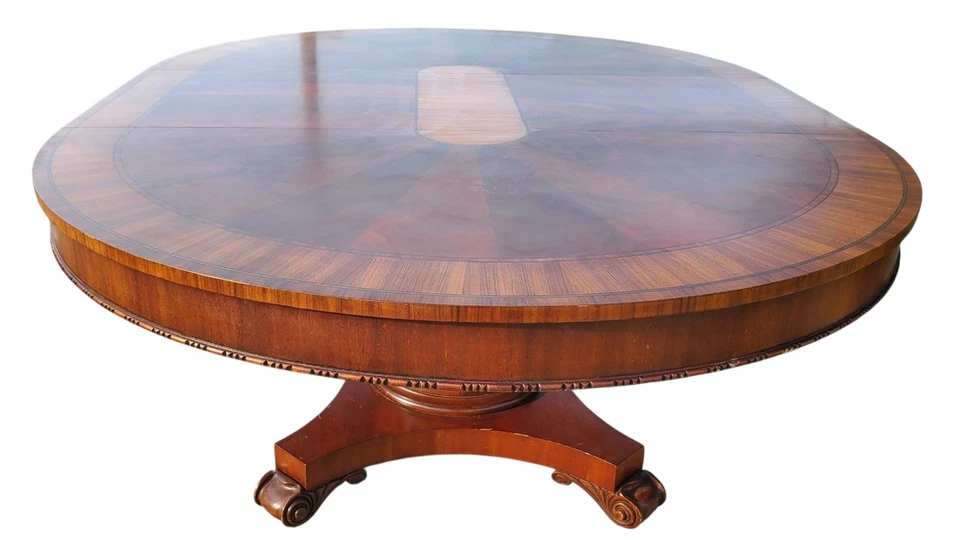 Ethan Ellen Townhouse Dining Table 30-6203 Round Pedestal with Leaf & Protector - Image 3 of 4