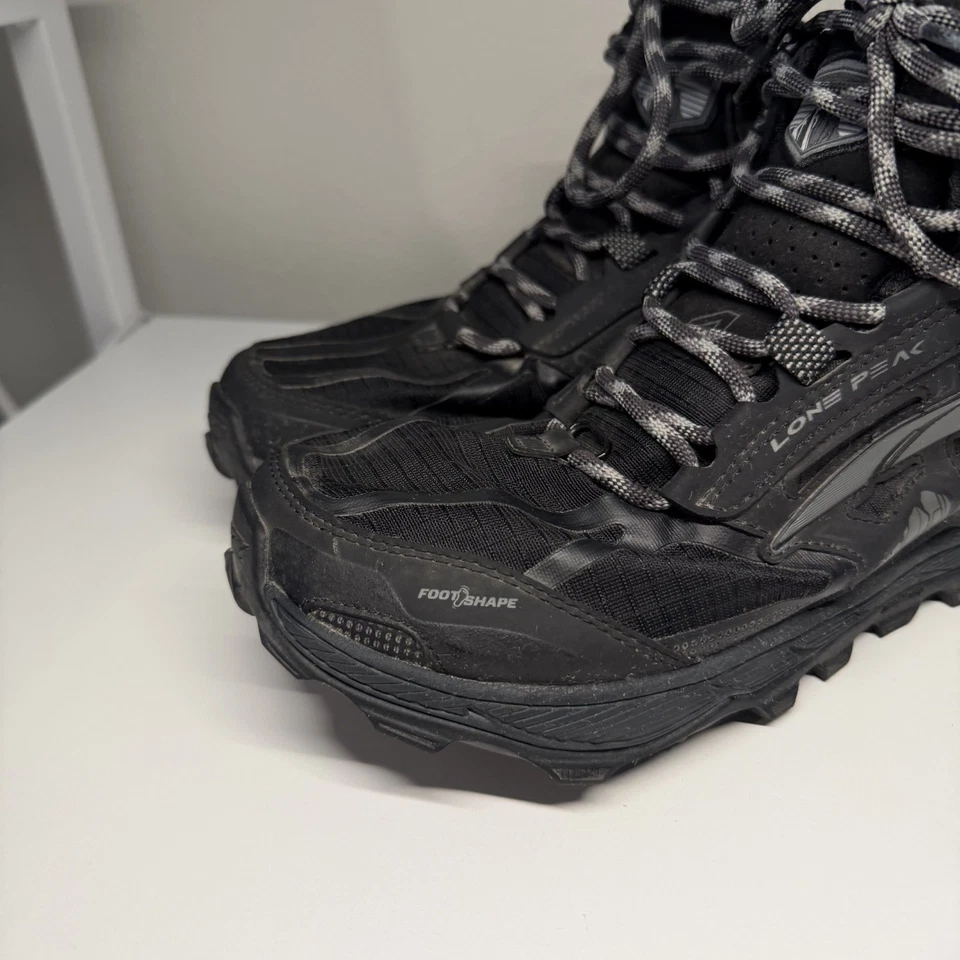 Botas de caminhada femininas Altra Lone Peak 4 malha média gota zero preto cinza tamanho 9 - Imagem 3 de 4