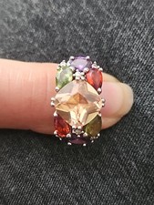 .925 STERLING SILVER MEXICO MULTI STONE WOMANS RING SIZE 5 3/4 to 6