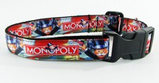 Monopoly dog collar handmade adjustable buckle collar 1" wide or leash fabric