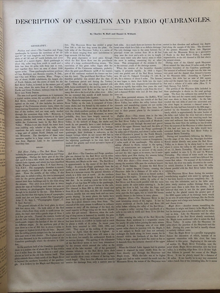 Antique 1905 US Geological Atlas Casselton-Fargo North Dakota MN Folio Maps - Image 2 of 4